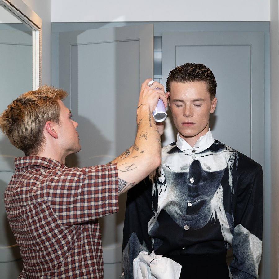 Instagram post by @adamlukacs for Maria Nila. Caption reads: [...] all day

styling: @iomi.se....