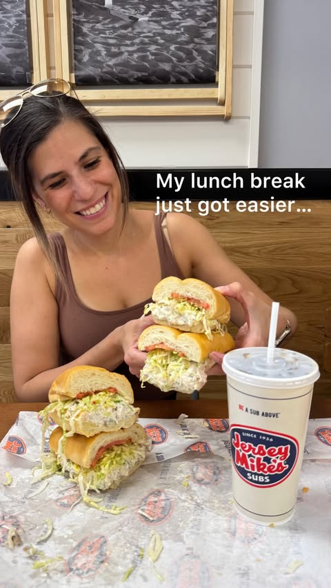 Instagram post by @basicfood_girl for Jersey Mike's Subs. Caption reads: Summer meals call for something fresh and....
