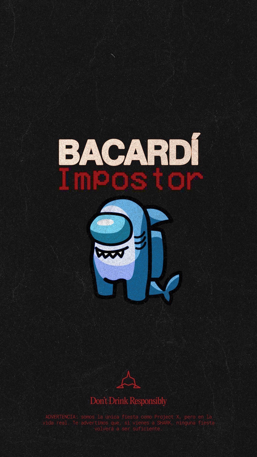 Instagram post by @shark.events for Bacardi. Caption reads: @bacardi impostor 🦈🍾

*publi 37,5º *Comparte....