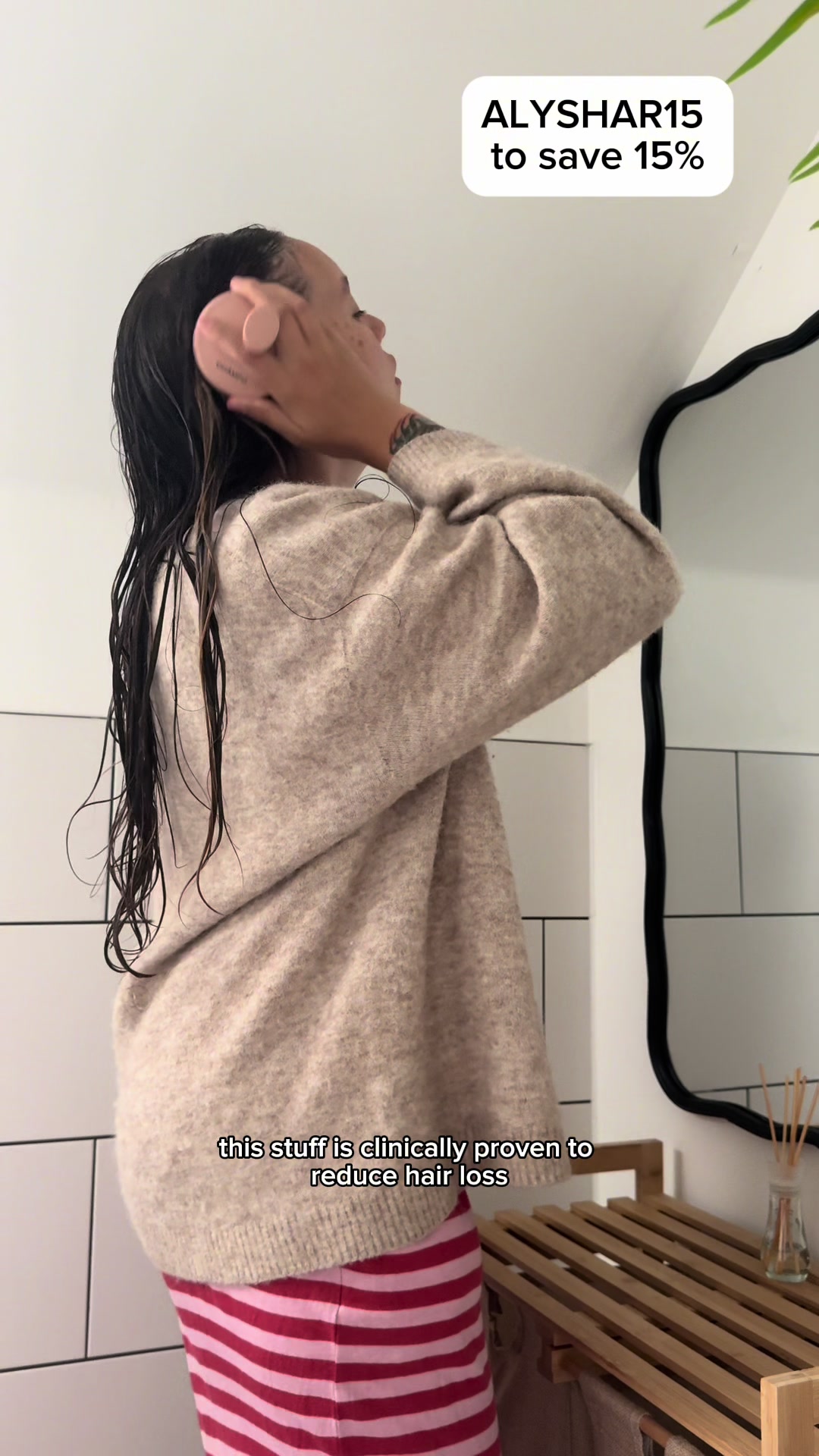 TikTok post by @alyshadevon for Chāmpo Haircare. Caption reads: Postpartum blessed me with bald patches, so I’ve....