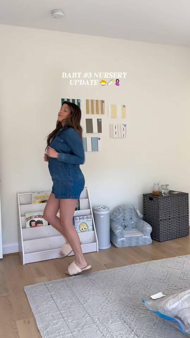 Instagram post by @thekatiebeach for Newton Baby. Caption reads: Update on how the nursery for baby number #3 is....