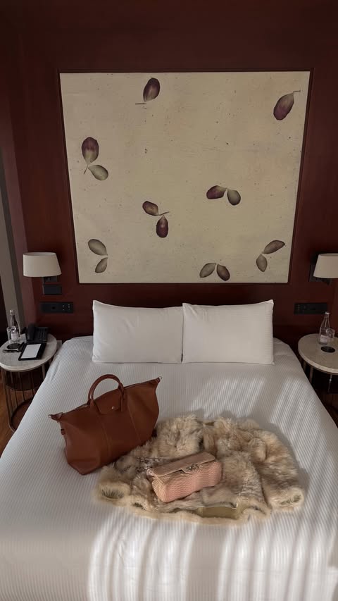 Instagram post by @elviralegrand for Park Hyatt Paris-Vendôme. Caption reads: the cosiest morning at @parkhyattzurich 🤍📖🥞....