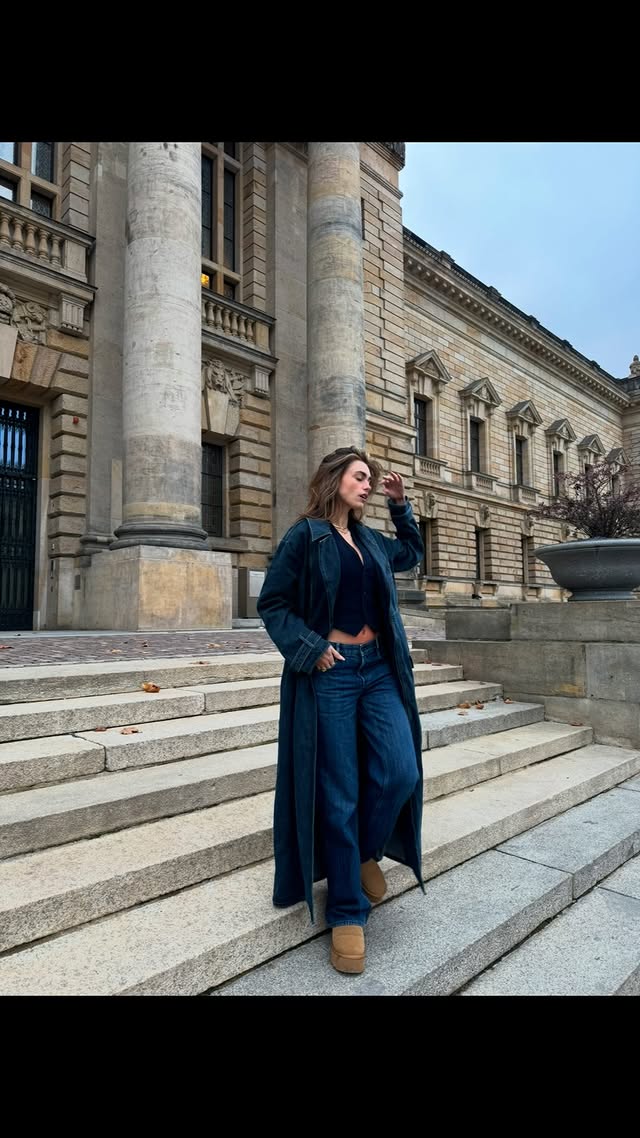 Instagram post by @charleenweiss for G-Star RAW. Caption reads: December blues @gstarraw 🩵 [...].