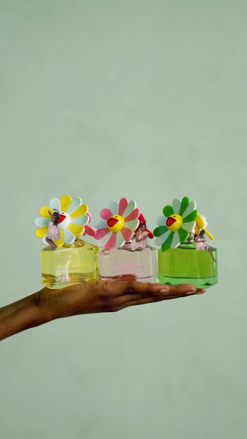 Instagram post by @atiyawalcottfits for Marc Jacobs Fragrances. Caption reads: @marcjacobsfragrances Daisy Murakami Pink is....