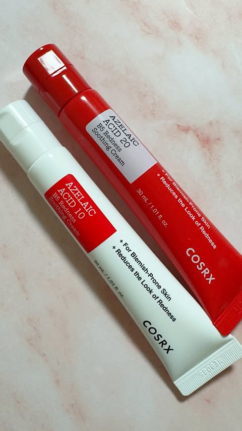 Instagram post by @dakotashawne for COSRX. Caption reads: COSRX Azelaic Acid 10 Azelaic Acid 20 COSRX [...].