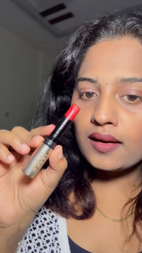 Instagram post by @its.me.vibingbhagya for Nykaa Cosmetics. Caption reads: [...] This lipstick does. 💄💋 The Nykaa Cosmetics....