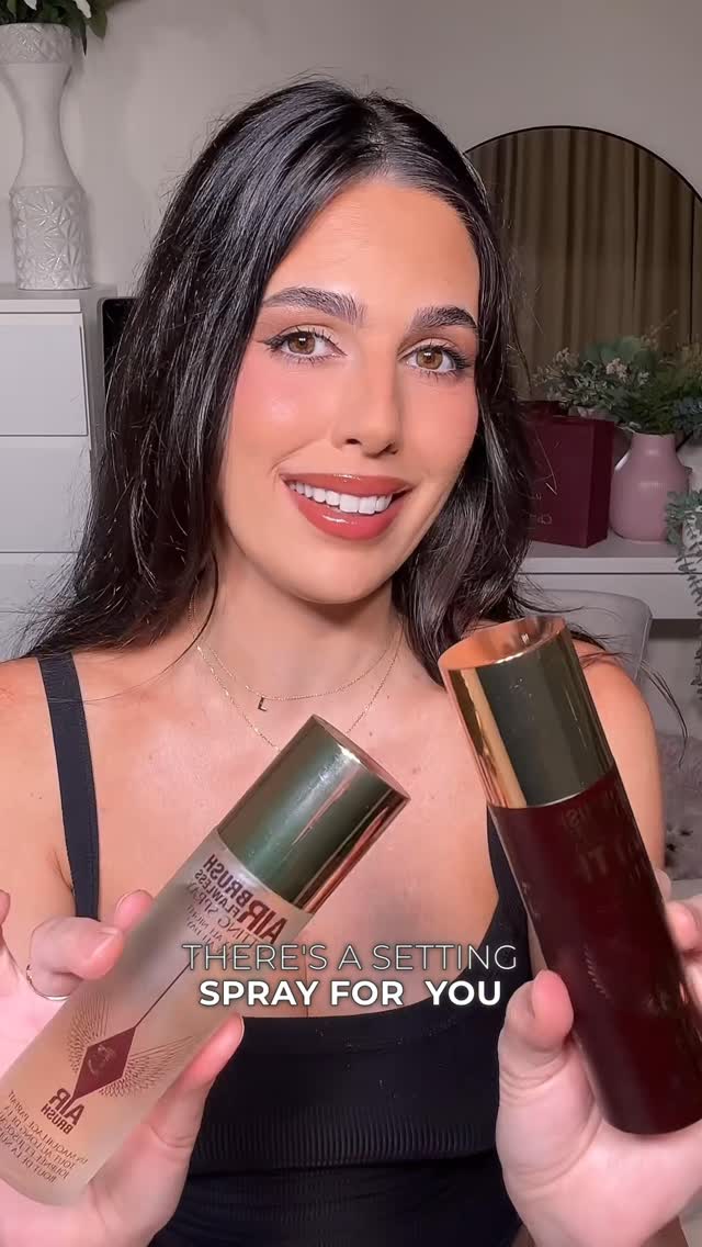 Instagram post by @nisrinedaoumakeup for Charlotte Tilbury. Caption reads: Glow or matte? ✨ the secret is shake it to wake....