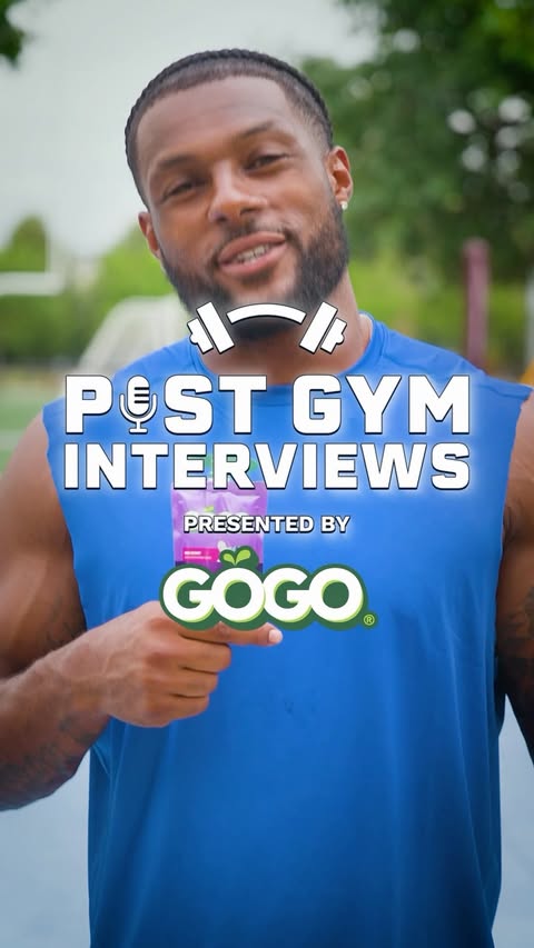 Instagram post by @kayvonthibodeaux for GoGo squeeZ. Caption reads: [...] Gym Interviews presented by GOGO®....