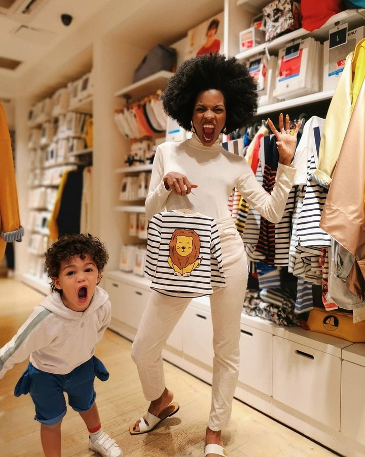 Instagram post by @freddieharrel for Petit Bateau. Caption reads: [...] ~ So our roaring friend has landed in....