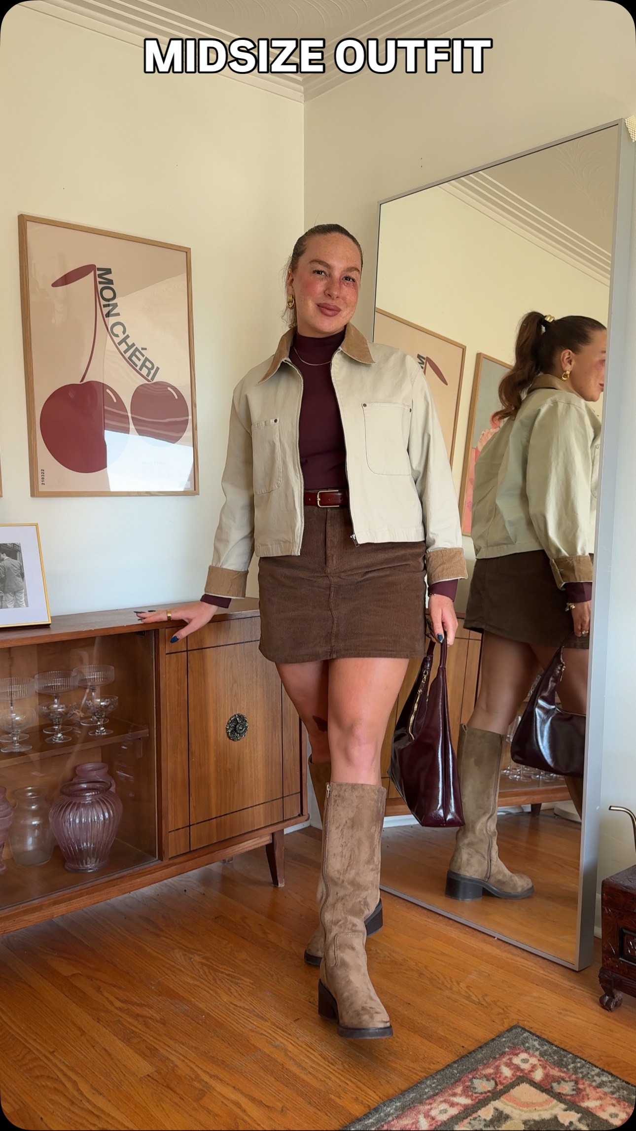 Instagram post by @emilyrhiannonmallett for callitspring. Caption reads: [...] boots & bag gifted from @callitspring....