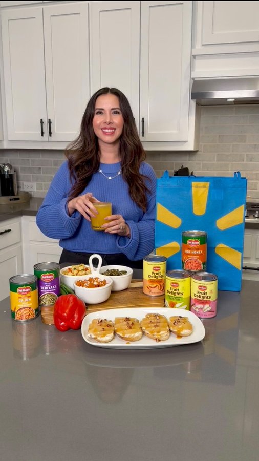 Instagram post by @notyouravg_mom for Del Monte. Caption reads: #ad If you have people coming over and need....