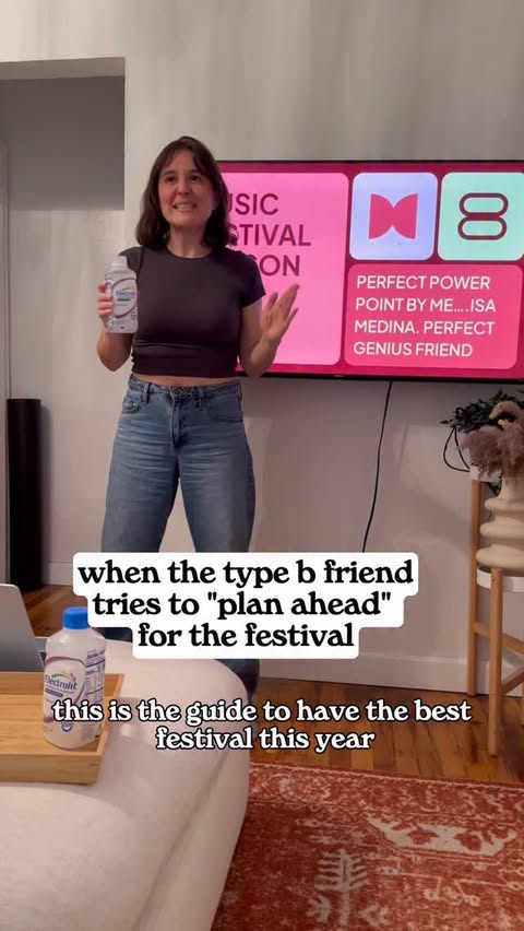 Instagram post by @isaamedinaa for Electrolit. Caption reads: [...] tries to plan ahead for the festival....