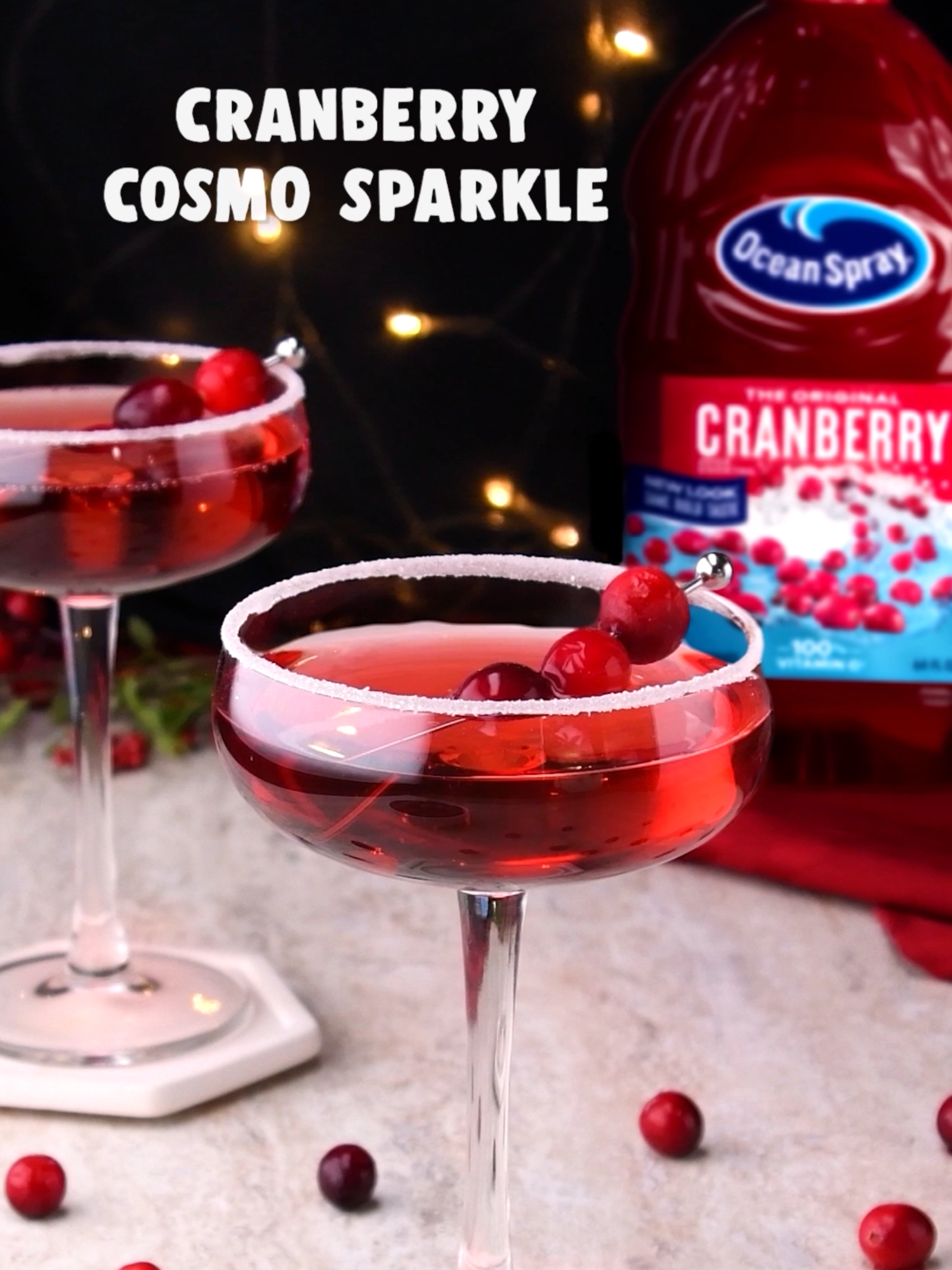 TikTok post by @soyummy for Ocean Spray. Caption reads: Add a splash of Ocean Spray to your holiday for....