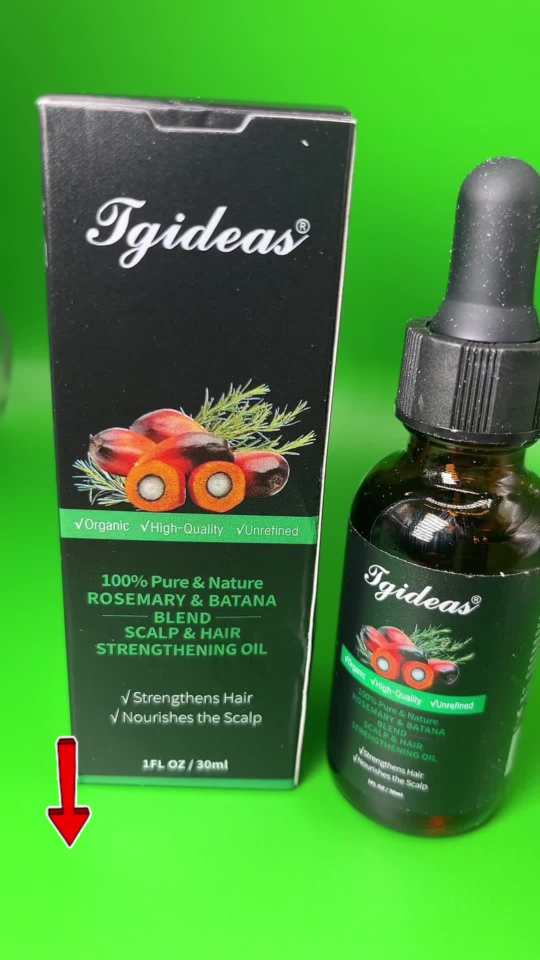 TikTok post by @fatimahnaagnool for Tgideas Beauty. Caption reads: @Tgideas Beauty @tgideas_batana #tgideasoil [...].