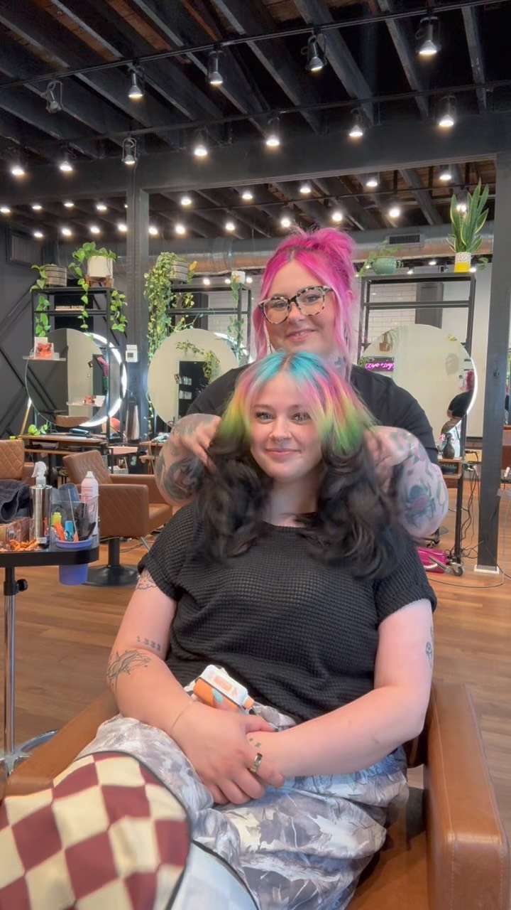 Instagram post by @mermeghair for Saloncentric. Caption reads: Gave my client a French blowout using the....