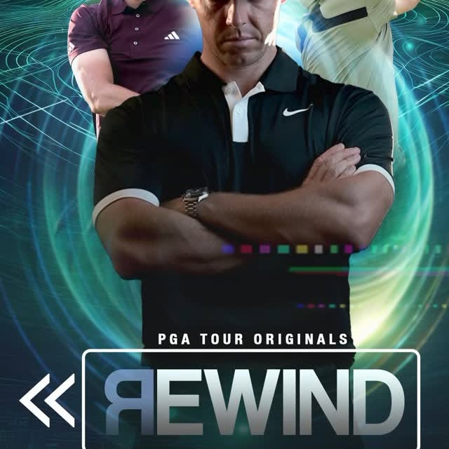 Instagram post by @pgatouroriginals for Amazon Web Services. Caption reads: Relive the electric moments of the 2025 PGA TOUR....