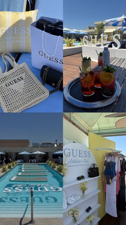 Instagram post by @lindceybeauty for GUESS. Caption reads: @guess athletic club gifting 🤍 #guess #viral....
