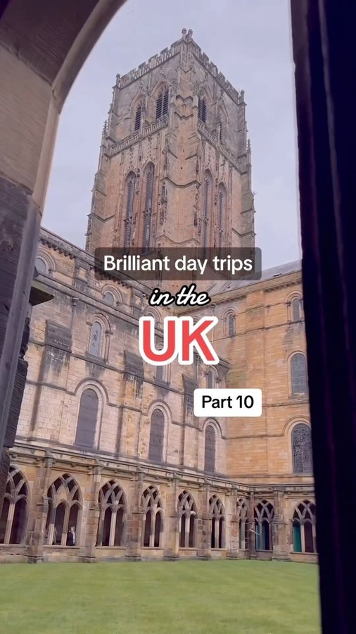 Instagram post by @petite.blondine for VisitEngland. Caption reads: [...] Durham itinerary @lovegreatbritain....