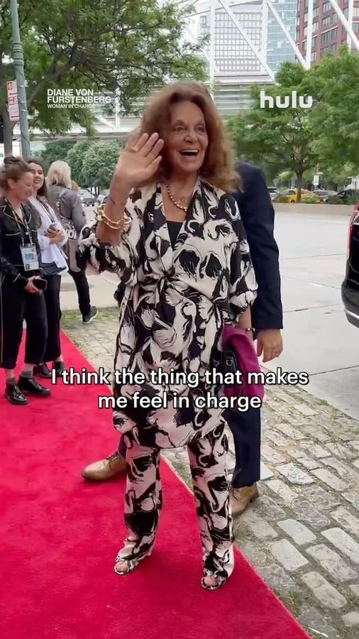Instagram post by @therealdvf for DVF. Caption reads: [...] they become your strength. #DVFWomanInCharge....
