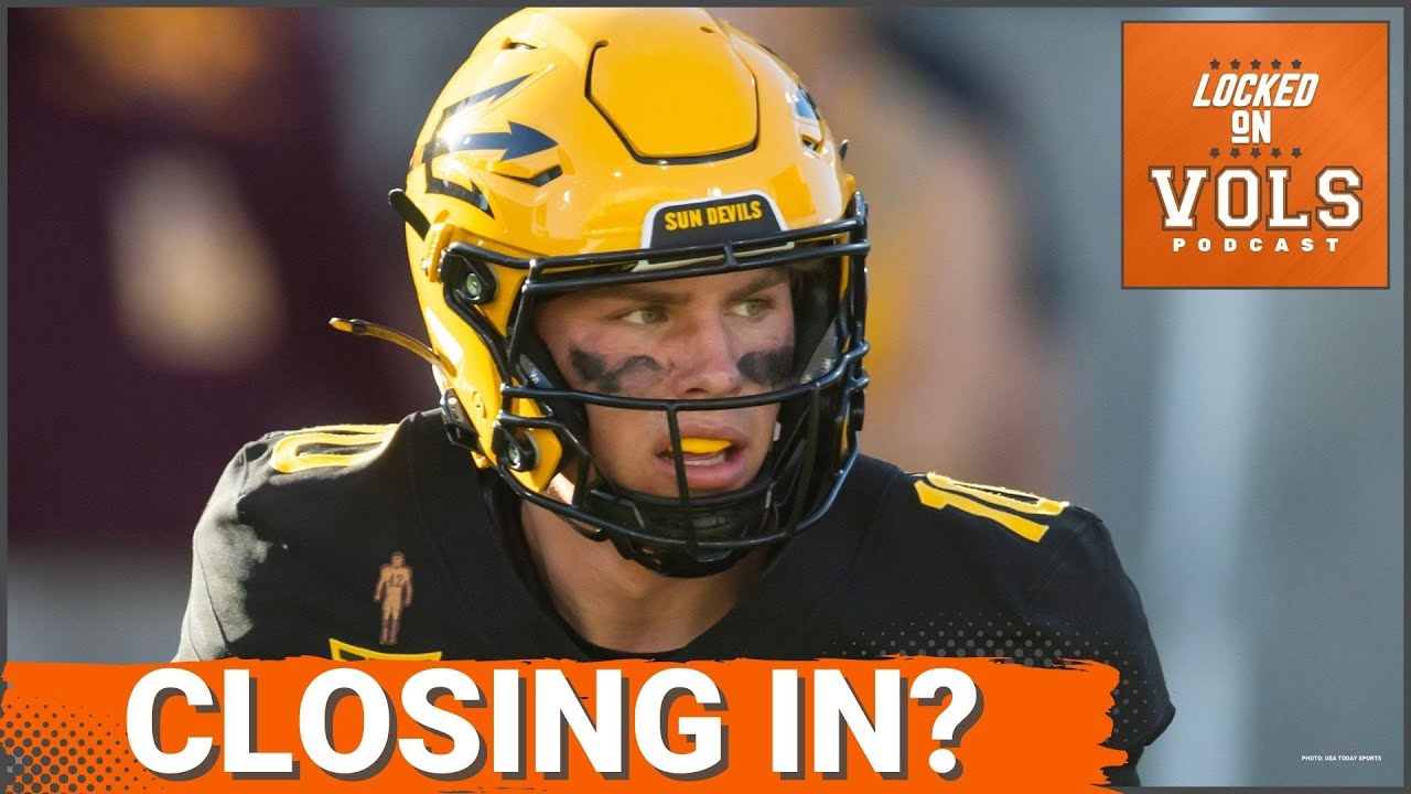 YouTube post by @LockedOnVols for Peloton. Caption reads: TRANSFER PORTAL: QB Sam Leavitt EXTENDS visit – CB....