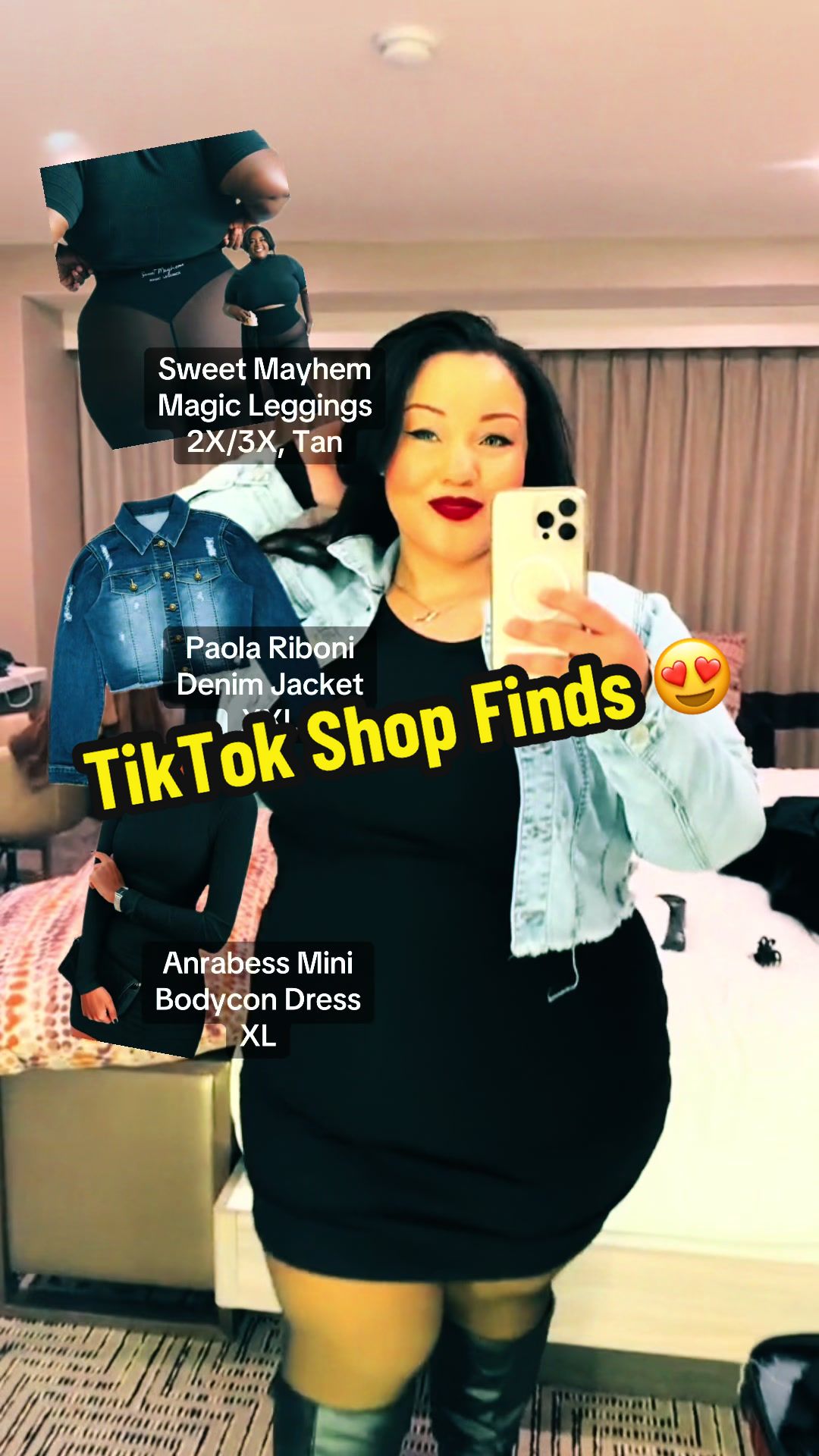 TikTok post by @wax.0n for SWEET MAYHEM. Caption reads: Plus size TikTok Shop finds 😍🛍️ @SWEET MAYHEM....