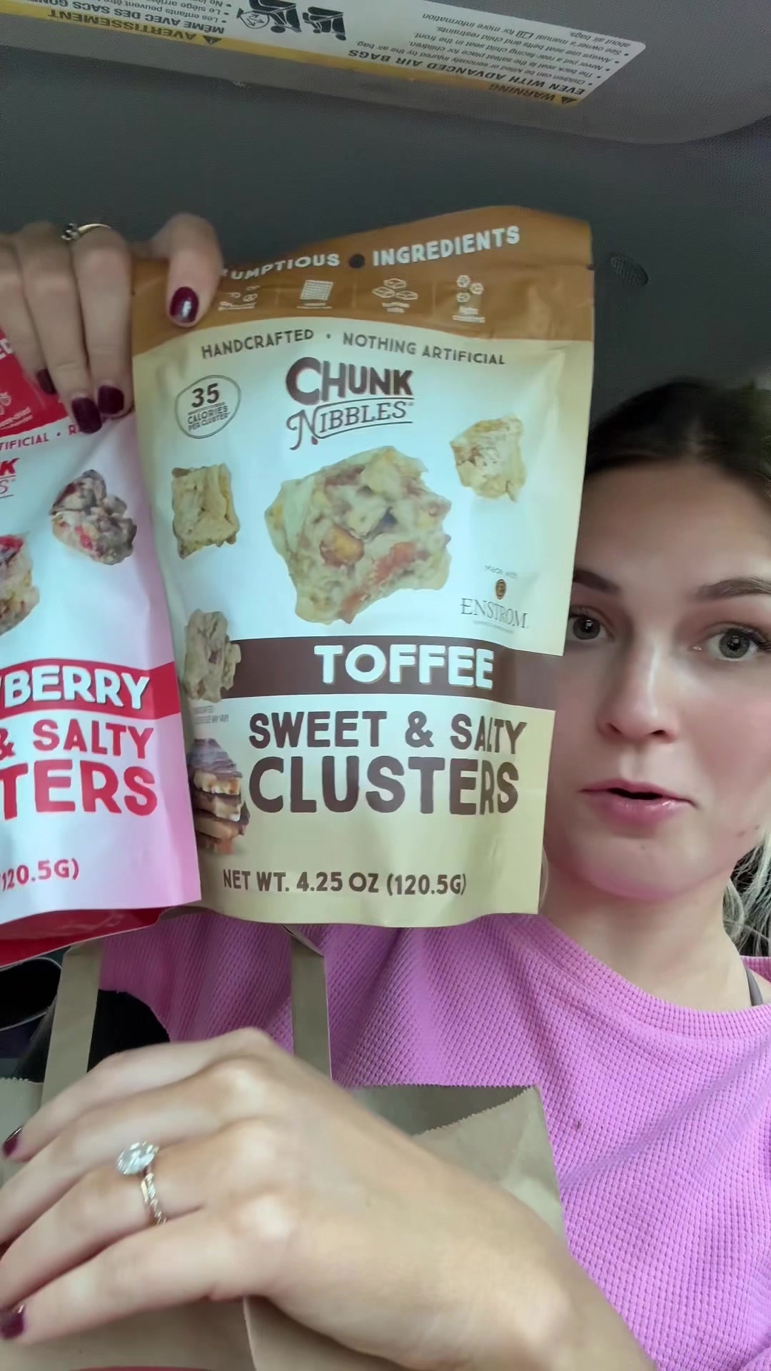 TikTok post by @koffordphoebe for Chunk Nibbles. Caption reads: #ad these are sooo good! #ChunkNibblesxTarget....