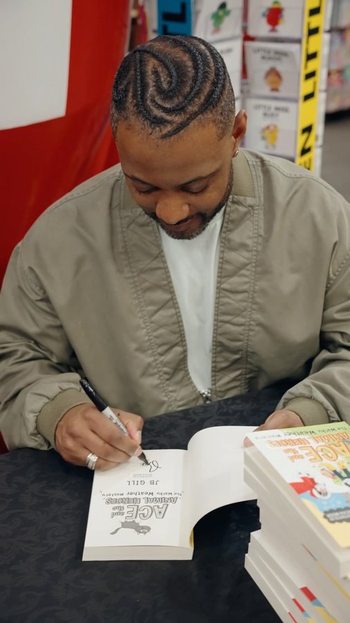 Instagram post by @jbgill for Puffin Books. Caption reads: Still buzzing from being back @waterstonesbromley....