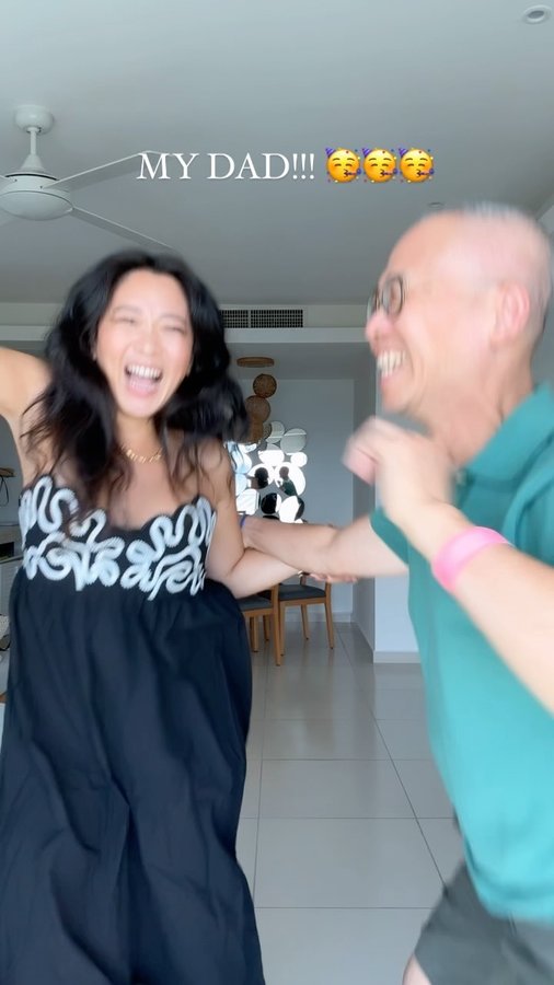 Instagram post by @lisawei for Air Transat. Caption reads: When you’re also best friends with your dad 😬🥳😌....