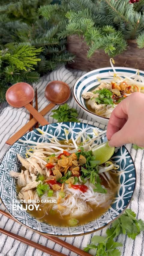 Instagram post by @vessys_gourmet_kitchen for Kettle & Fire. Caption reads: Chicken Pho to warm up and nourish your heart and....