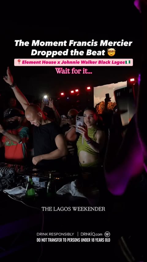 Instagram post by @thelagosweekender for Johnnie Walker. Caption reads: WEEKENDER LIVE: ELEMENT HOUSE X JOHNNIE WALKER....