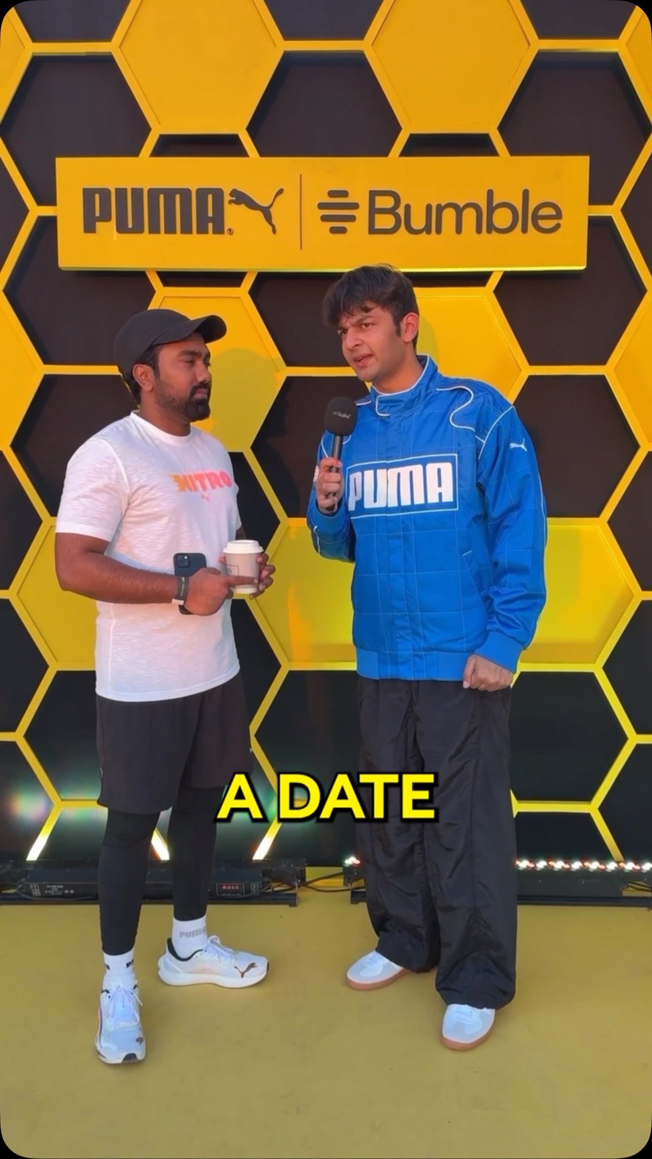 Instagram post by @arya_kothari for PUMA India. Caption reads: Got some fun answers at @bumble_india @pumaindia....