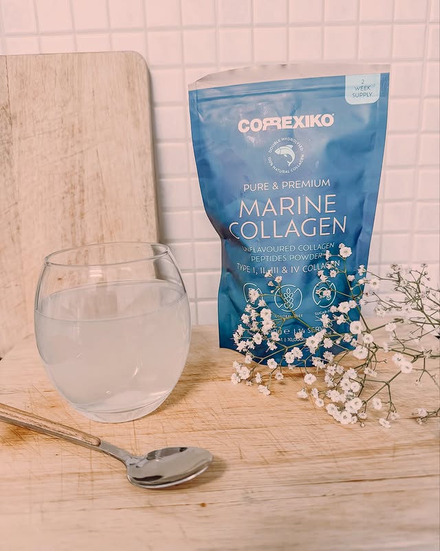 Instagram post by @catiapaice for Correxiko. Caption reads: [...] Marine Collagen Peptides Powder from....