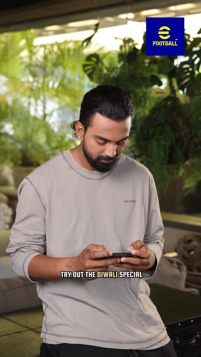 Instagram post by @klrahul for eFootball. Caption reads: Gear up, gamers! ⚡⚽️
The @eFootball ™️ Diwali Cup....