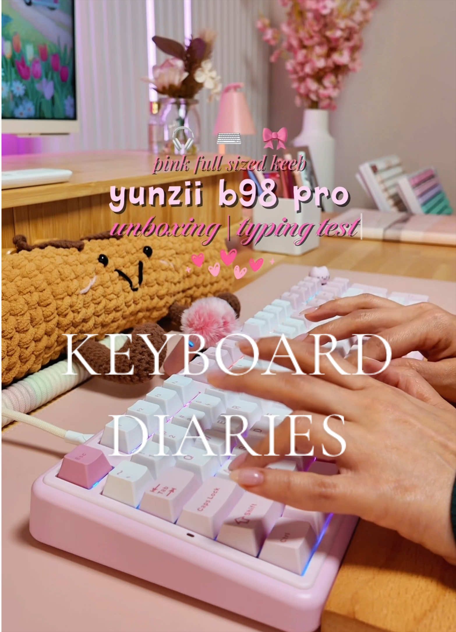 TikTok post by @ezziii23 for YUNZII. Caption reads: keyboard diaries | unboxing the yunzii b98 pro cat....