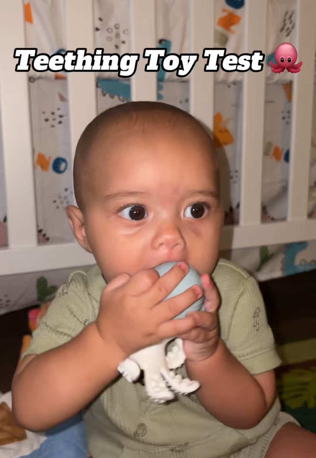 TikTok post by @momlifewith.amanda for mombella official. Caption reads: adding another teether to our collection 😂....