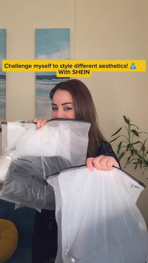 Instagram post by @dina_alhadoua for SHEIN Arabic. Caption reads: 🥳Download the SHEIN App to check out these....