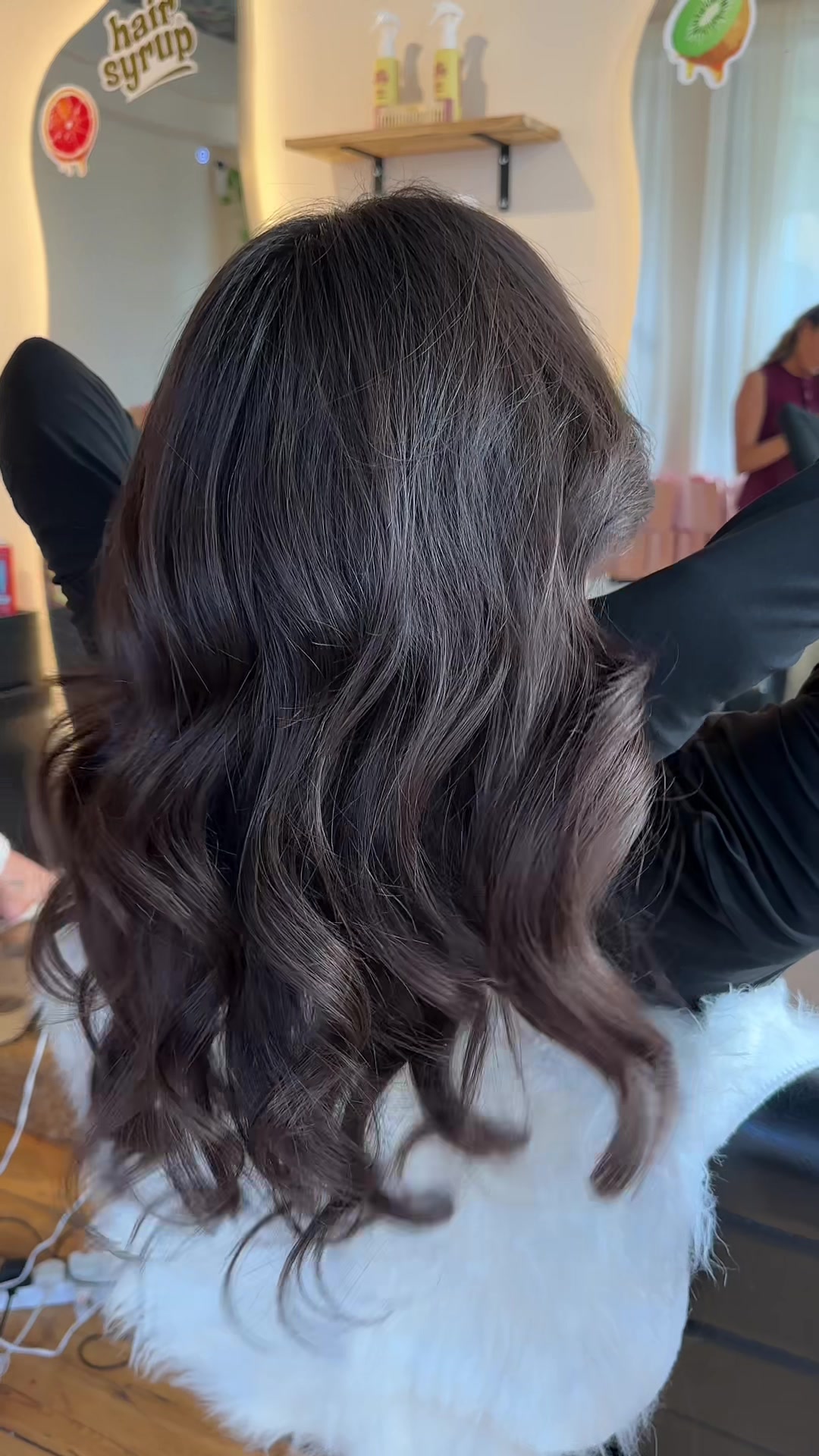 TikTok post by @graceyxdorling for Hair Syrup. Caption reads: can you believe i have never had my hair styled by....