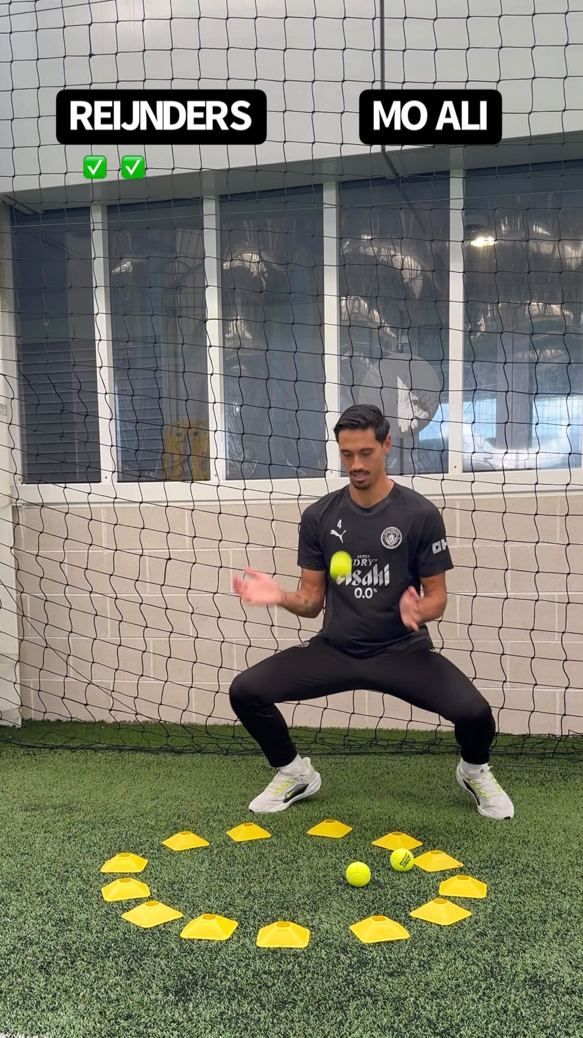 Instagram post by @moalifc for Manchester City. Caption reads: One touch circle challenge with @tijjanireijnders....