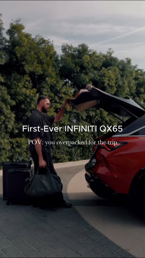 Instagram post by @jordantsanford for INFINITI. Caption reads: Loading up the First-Ever INFINITI QX65 💪....