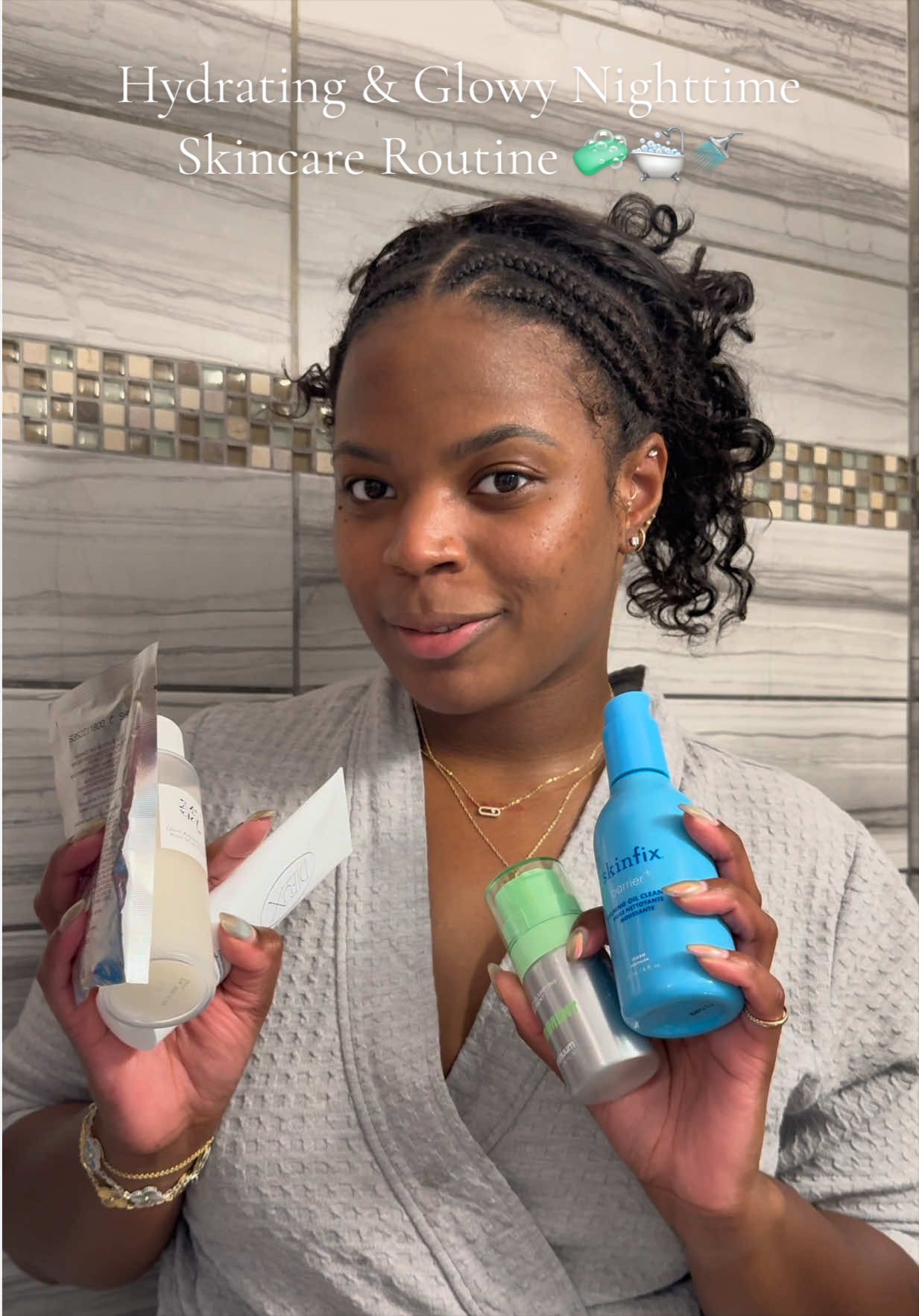 TikTok post by @jadealycebod for Experiment Beauty. Caption reads: [...] @skinfix faoming oil cleanser @Experiment....