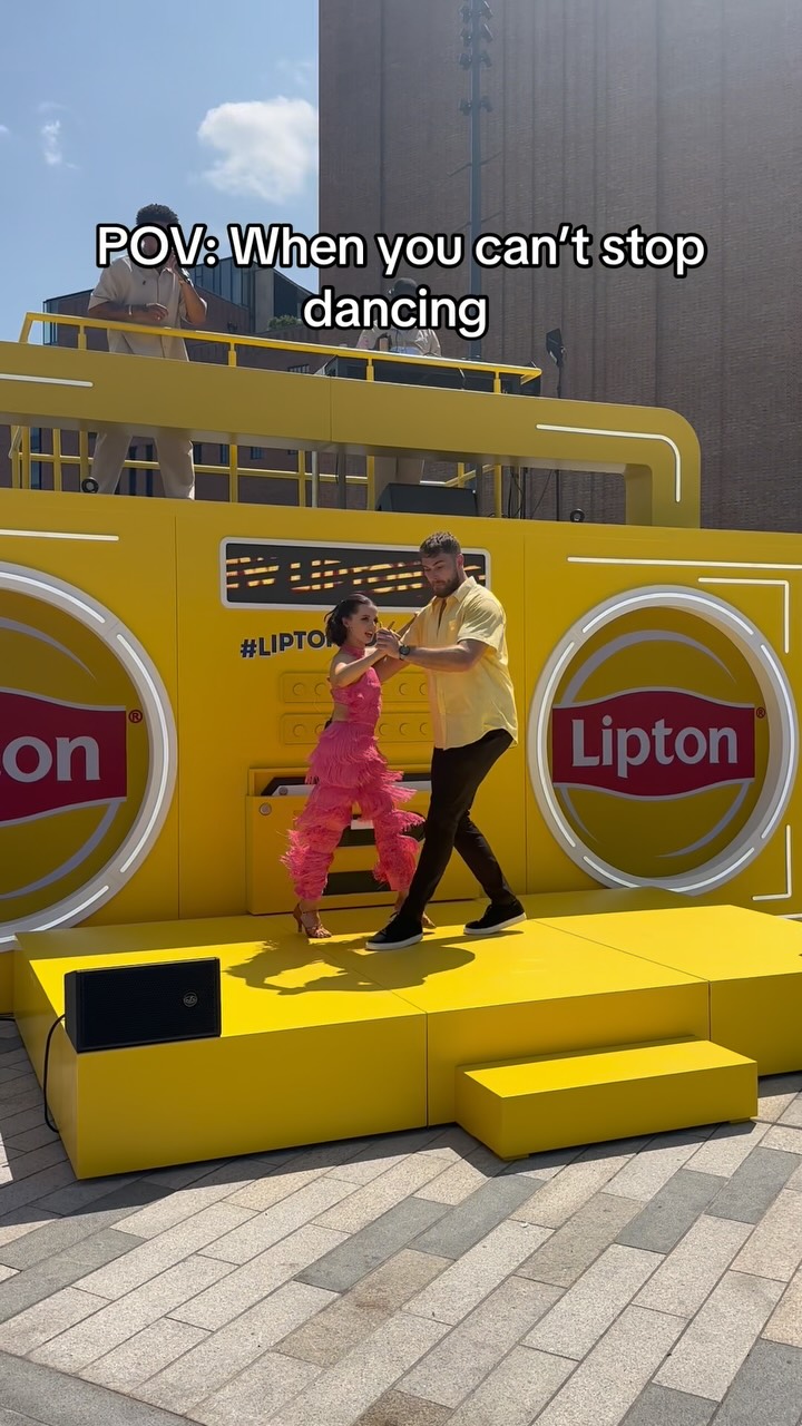 Instagram post by @meesha.garbett for Lipton Iced Tea. Caption reads: AD/ Still dancing weeks after the Lipton Kombucha....