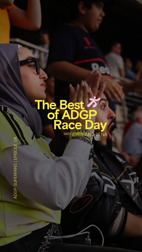 Instagram post by @yena.yaps for Visit Abudhabi. Caption reads: The Abu Dhabi Grand Prix through the superfans’....