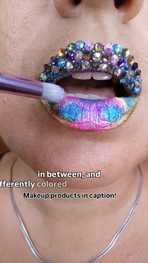 Instagram post by @themirrorbeauty for Nomad Cosmetics. Caption reads: Glitter lips, but take it to the max! ✨💎 This lip....