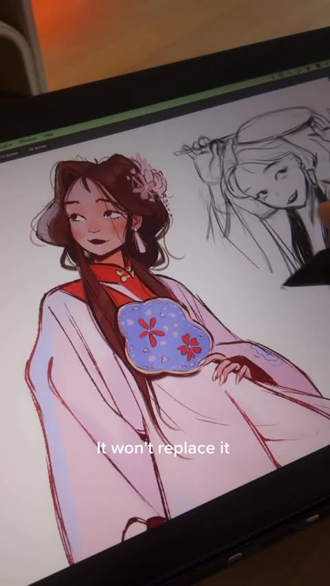 Instagram post by @magdalina.dianova for HUION. Caption reads: [...] with one of my fav brands for art tech -....