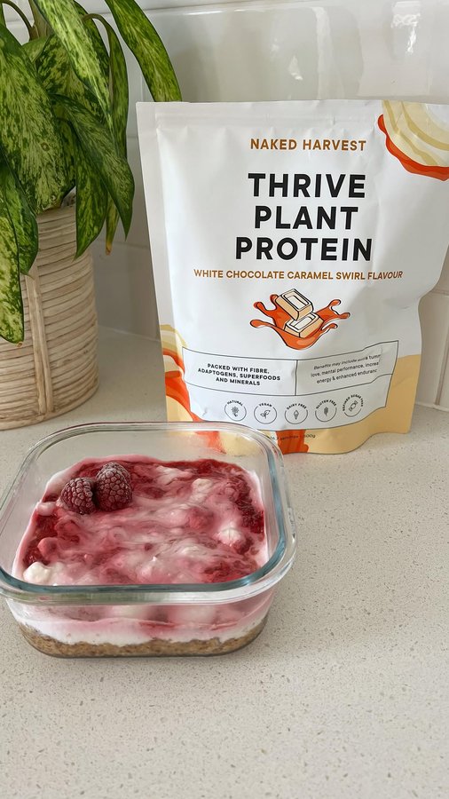 Instagram post by @nutrition.by.kayla for Naked Harvest Supplements. Caption reads: [...] … - 3 weetbix - 1 scoop (30g)....