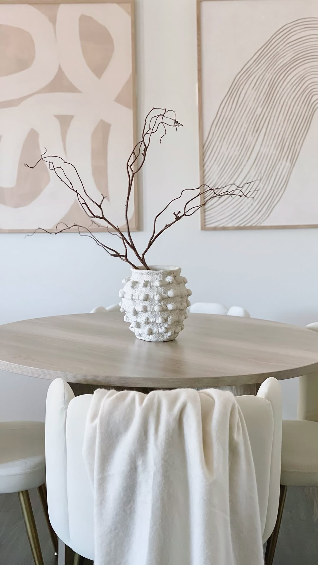 Instagram post by @jeanny.myneutralhome for Opposite Wall. Caption reads: Dining room refresh with @oppositewall #ad....