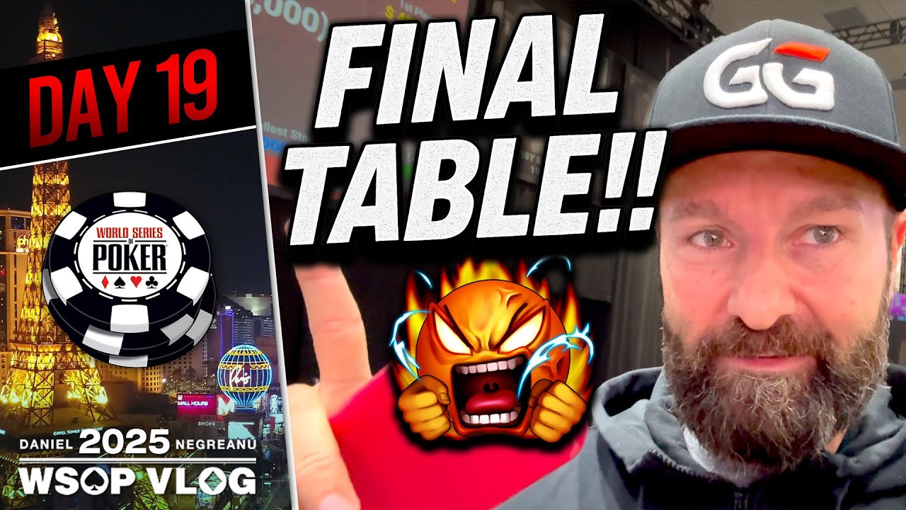 YouTube post by @dnegspoker for Contenders Clothing. Caption reads: ANOTHER FINAL TABLE going for BRACELET #8! -....