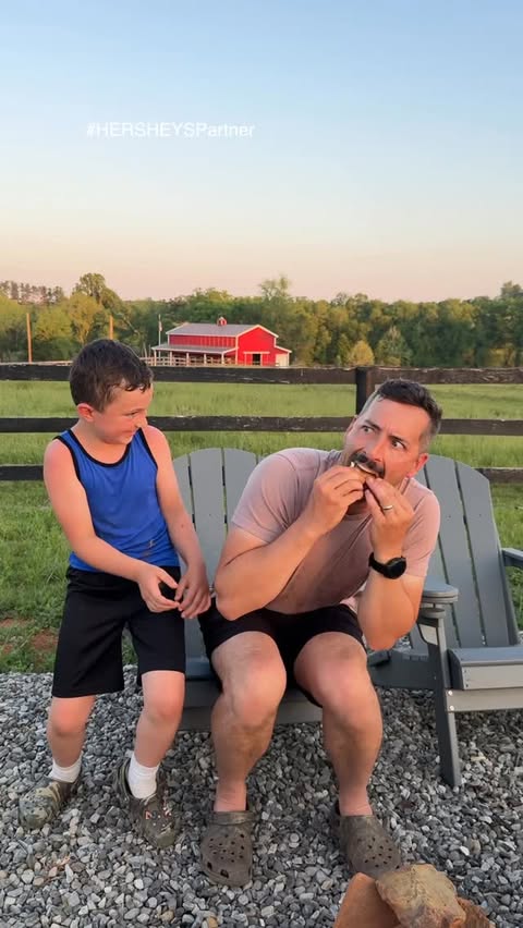 Instagram post by @butterworthdasyrup for HERSHEY'S Chocolate. Caption reads: #ad S’mores in nature… What will happen with this....
