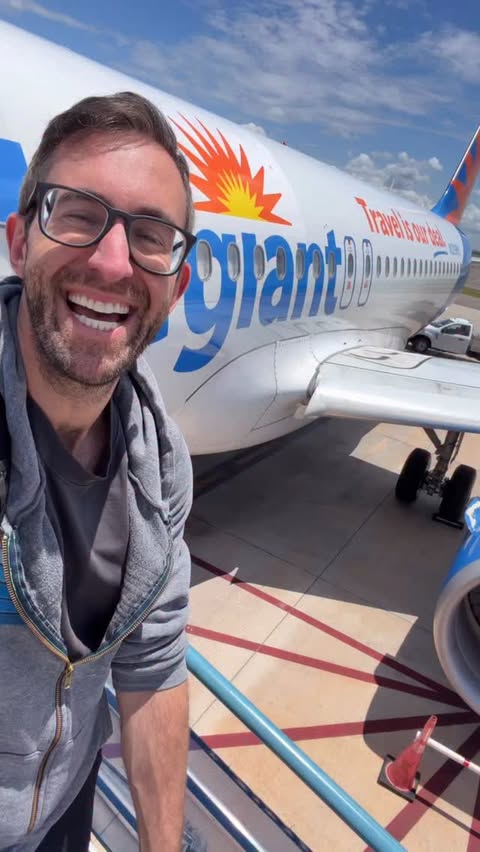 Instagram post by @michaeldoesdiz for Allegiant Air. Caption reads: there is NOTHING like living that #nonstoplife -....