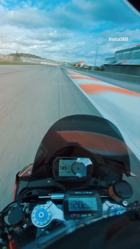 Instagram post by @sabina.ducatista for Pirelli. Caption reads: POV: One full lap around Circuit Valencia — no....